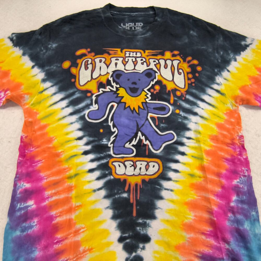 Grateful Dead Band Liquid Blue Short Sleeve Graphic Shirt Mens Size M Tie Dye